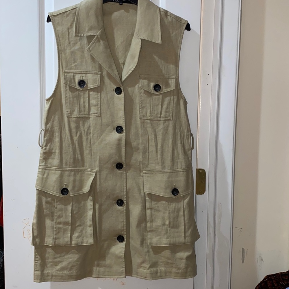 Zara beige with buttons collared mini dress